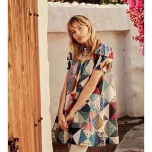 Doen Amarillo Multicolor Patchwork Mini Dress